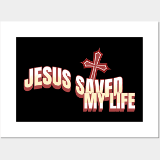 Jesus Saved My Life - Colorful Unisex Christian Cotton T-Shirt, Fun Retro Imagery, Trendy Spiritual Shirt, Christian Apparel, Comy, Soft Posters and Art